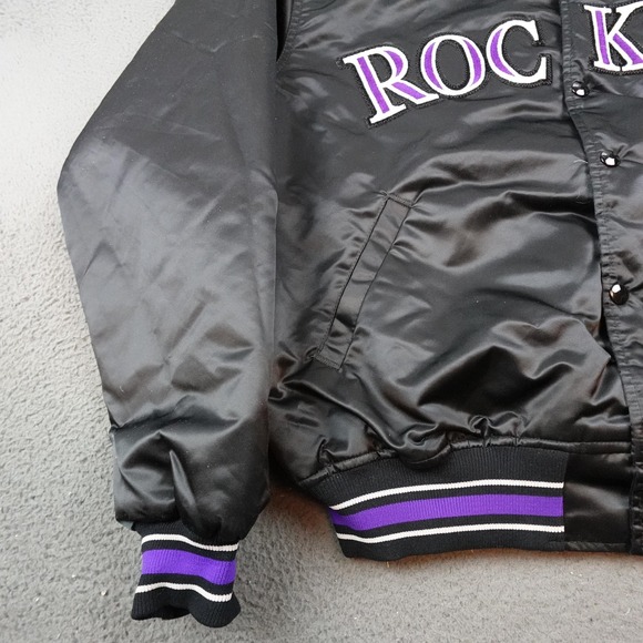 Vintage Colorado Rockies Jacket Mens XL Black MLB Baseball Starter Satin 90s - Picture 3 of 11